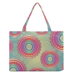 Abstract Geometric Wheels Pattern Medium Zipper Tote Bag by LovelyDesigns4U