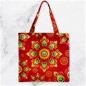 Red and Orange Floral Geometric Pattern Zipper Grocery Tote Bag View1