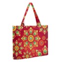 Red and Orange Floral Geometric Pattern Medium Zipper Tote Bag View2