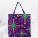 Purple and Green Floral Geometric Pattern Grocery Tote Bag View1