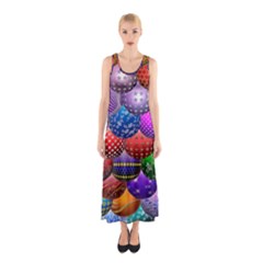 Fun Balls Pattern Colorful And Ornamental Balls Pattern Background Sleeveless Maxi Dress by Nexatart