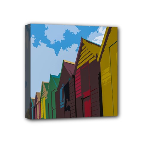 Brightly Colored Dressing Huts Mini Canvas 4  X 4  by Nexatart