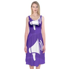 Announce Sing White Blue Midi Sleeveless Dress by Mariart