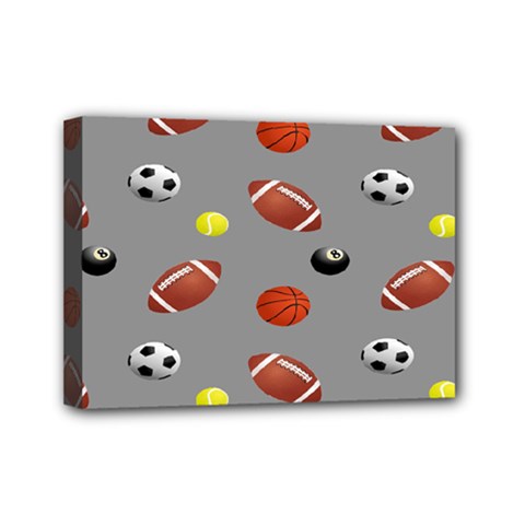 Balltiled Grey Ball Tennis Football Basketball Billiards Mini Canvas 7  X 5  by Mariart