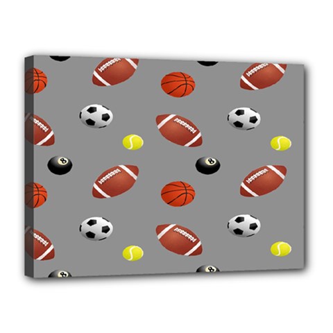 Balltiled Grey Ball Tennis Football Basketball Billiards Canvas 16  X 12  by Mariart