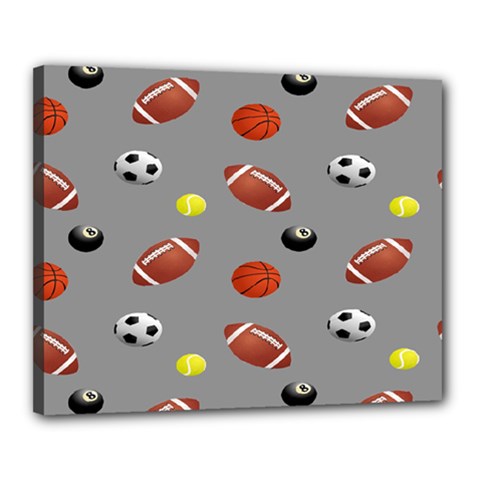 Balltiled Grey Ball Tennis Football Basketball Billiards Canvas 20  X 16  by Mariart