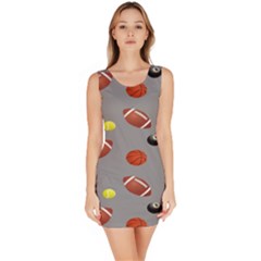 Balltiled Grey Ball Tennis Football Basketball Billiards Sleeveless Bodycon Dress by Mariart