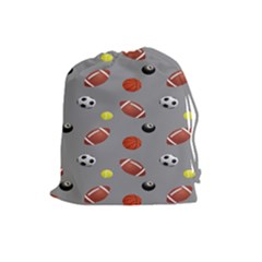 Balltiled Grey Ball Tennis Football Basketball Billiards Drawstring Pouches (large)  by Mariart