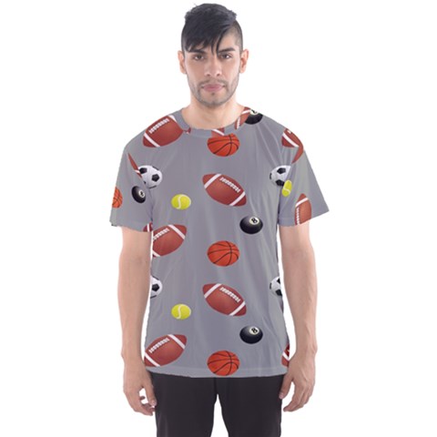 Balltiled Grey Ball Tennis Football Basketball Billiards Men s Sport Mesh Tee by Mariart