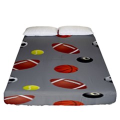 Balltiled Grey Ball Tennis Football Basketball Billiards Fitted Sheet (king Size) by Mariart