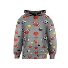 Balltiled Grey Ball Tennis Football Basketball Billiards Kids  Pullover Hoodie by Mariart