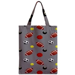 Balltiled Grey Ball Tennis Football Basketball Billiards Zipper Classic Tote Bag by Mariart