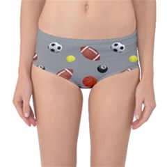 Balltiled Grey Ball Tennis Football Basketball Billiards Mid-waist Bikini Bottoms by Mariart