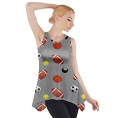 Balltiled Grey Ball Tennis Football Basketball Billiards Side Drop Tank Tunic by Mariart