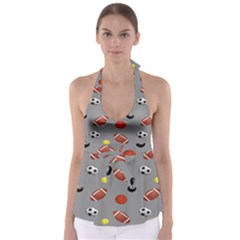 Balltiled Grey Ball Tennis Football Basketball Billiards Babydoll Tankini Top by Mariart