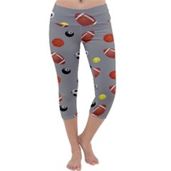 Balltiled Grey Ball Tennis Football Basketball Billiards Capri Yoga Leggings by Mariart