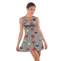 Balltiled Grey Ball Tennis Football Basketball Billiards Cotton Racerback Dress by Mariart