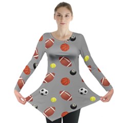 Balltiled Grey Ball Tennis Football Basketball Billiards Long Sleeve Tunic  by Mariart