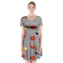 Balltiled Grey Ball Tennis Football Basketball Billiards Short Sleeve V-neck Flare Dress View1