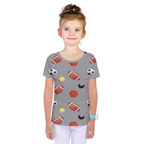 Balltiled Grey Ball Tennis Football Basketball Billiards Kids  One Piece Tee by Mariart