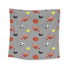 Balltiled Grey Ball Tennis Football Basketball Billiards Square Tapestry (small) by Mariart