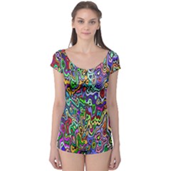 Colorful Abstract Paint Rainbow Boyleg Leotard  by Mariart