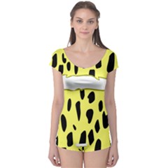 Leopard Polka Dot Yellow Black Boyleg Leotard  by Mariart