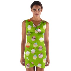 Cupcakes Pattern Wrap Front Bodycon Dress by Valentinaart