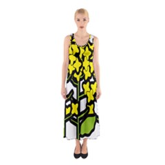 Flower Floral Sakura Yellow Green Leaf Sleeveless Maxi Dress by Mariart