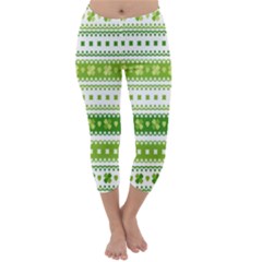 Flower Floral Green Shamrock Capri Winter Leggings  by Mariart