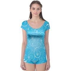 Leaf Blue Snow Circle Polka Star Boyleg Leotard  by Mariart