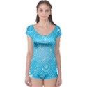 Leaf Blue Snow Circle Polka Star Boyleg Leotard  View1