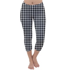 Plaid Black White Line Capri Winter Leggings  by Mariart