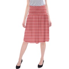 Plaid Red White Line Midi Beach Skirt by Mariart