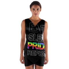 Eat Sleep Pride Repeat Wrap Front Bodycon Dress by Valentinaart