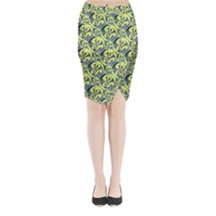 Black And Yellow Pattern Midi Wrap Pencil Skirt by linceazul