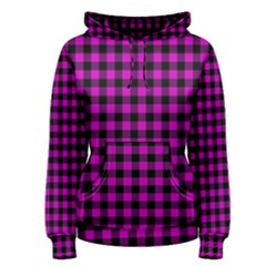 Lumberjack Fabric Pattern Pink Black Women s Pullover Hoodie by EDDArt