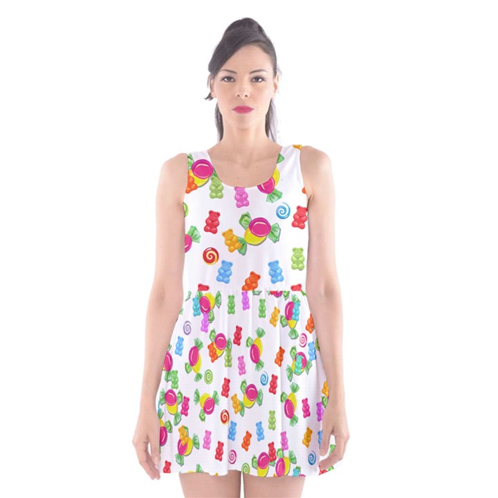 Candy pattern Scoop Neck Skater Dress