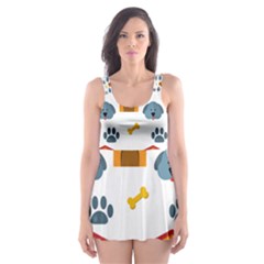 Bone House Face Dog Skater Dress Swimsuit by Mariart