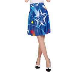 Line Star Space Blue Sky Light Rainbow Red Orange White Yellow A-line Skirt by Mariart