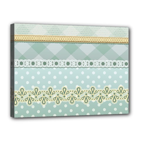 Circle Polka Plaid Triangle Gold Blue Flower Floral Star Canvas 16  X 12  by Mariart