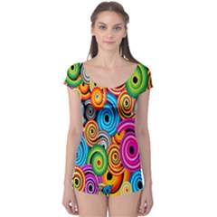 Circle Round Hole Rainbow Boyleg Leotard  by Mariart