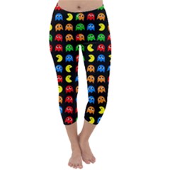 Pacman Seamless Generated Monster Eat Hungry Eye Mask Face Rainbow Color Capri Winter Leggings  by Mariart