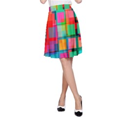 Plaid Line Color Rainbow Red Orange Blue Chevron A-line Skirt by Mariart