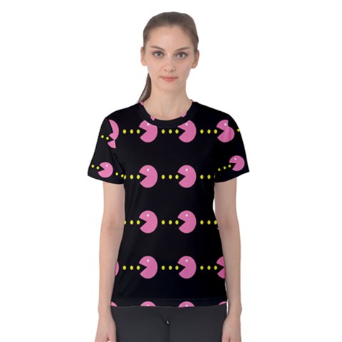 Wallpaper Pacman Texture Bright Surface Women s Cotton Tee by Mariart