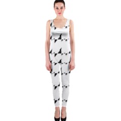 Black And White Wavy Stripes Pattern Onepiece Catsuit by dflcprintsclothing