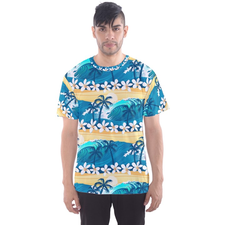 Tropical Surfing Palm Tree Men s Sport Mesh Tee