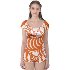 Chinese Zodiac Goat Star Orange Boyleg Leotard  by Mariart