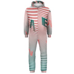 Heat Wave Chevron Waves Red Green Hooded Jumpsuit (men)  by Mariart