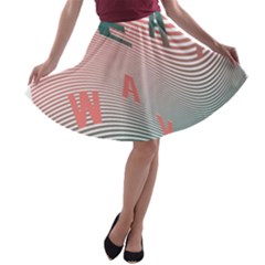 Heat Wave Chevron Waves Red Green A-line Skater Skirt by Mariart